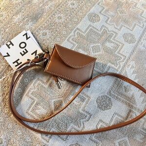 Hozen Brown Leather Mini Crossbody Bag